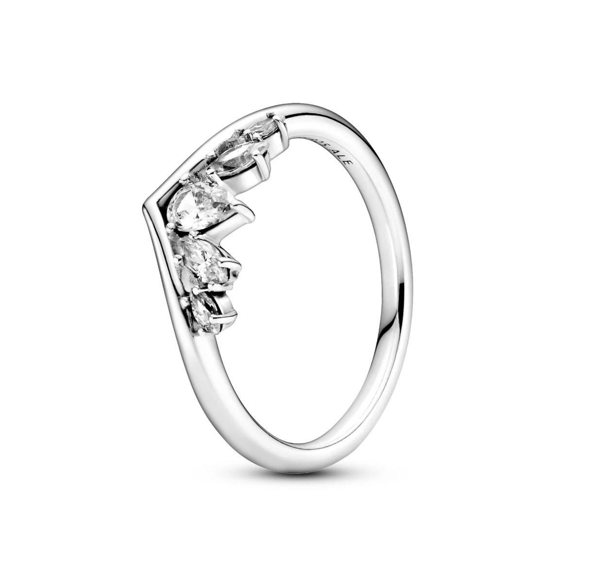 Pandora Sparkling Pear & Marquise Wishbone Ring 