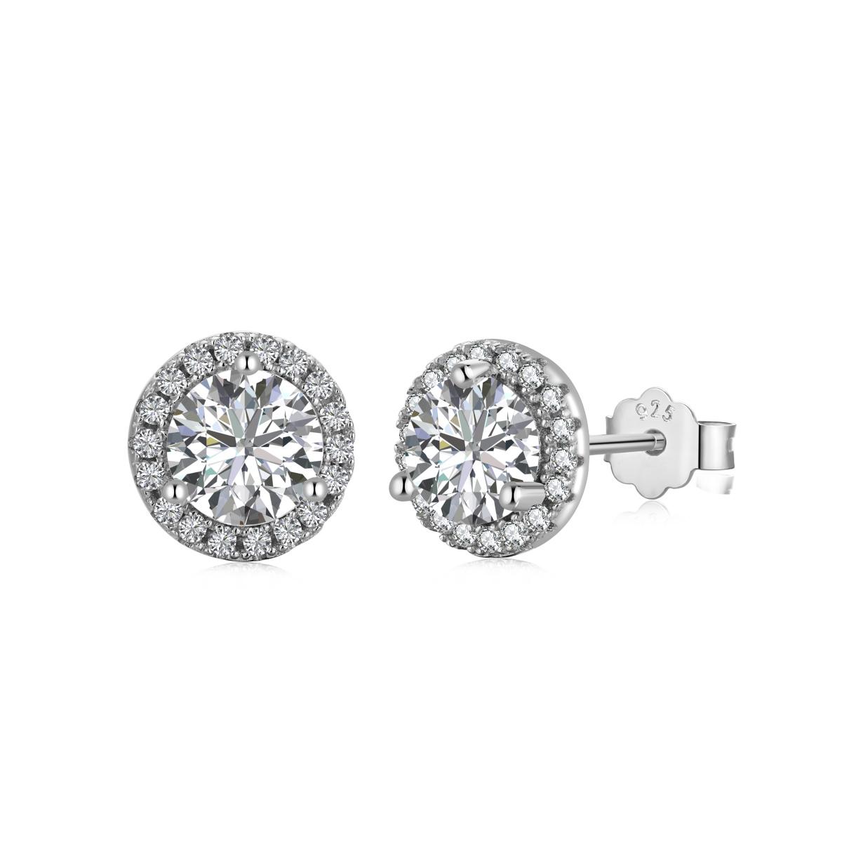 Icônic Crystals  Round Brilliant Halo Studs Earrings
