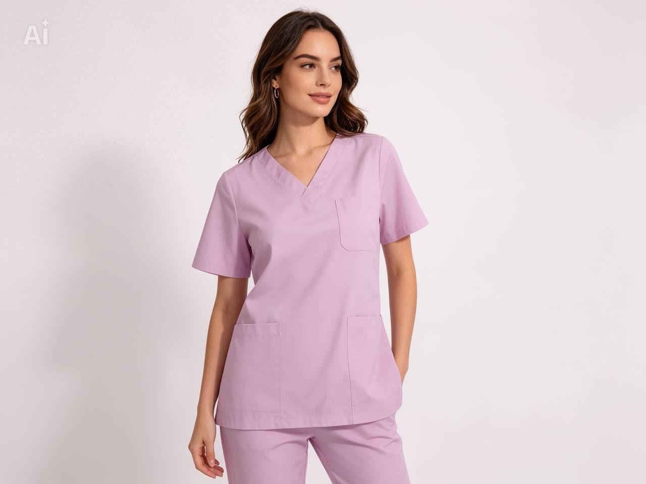 ឈុតនារីពណ៌ផ្ការឈូកខ្ចី -Nurse set for women baby pink