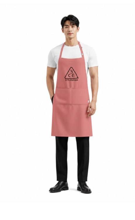 Apron with Logo 15cm 1 spots Embroidery as design  Fabric kaki code 3 pink color