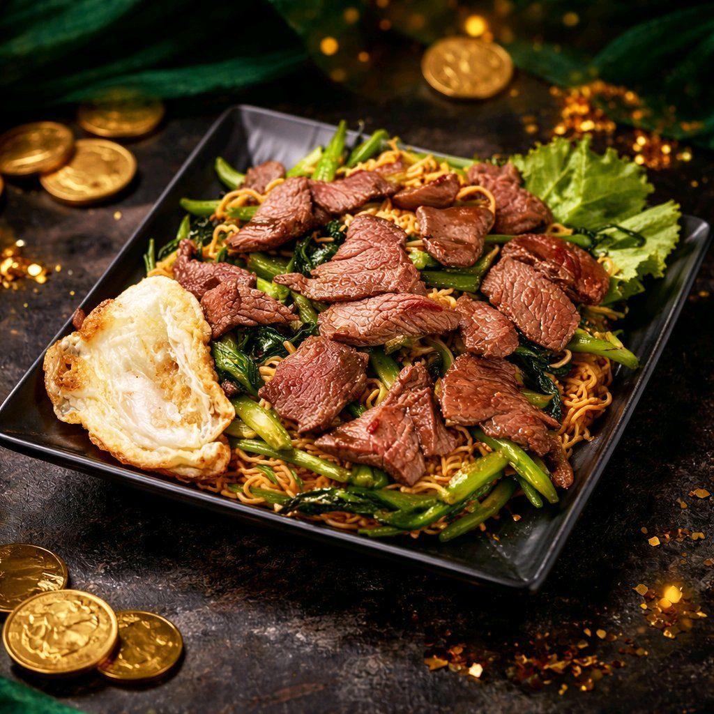 មីឆាសាច់គោ / Stir Fried Yellow Noodle with Beef
