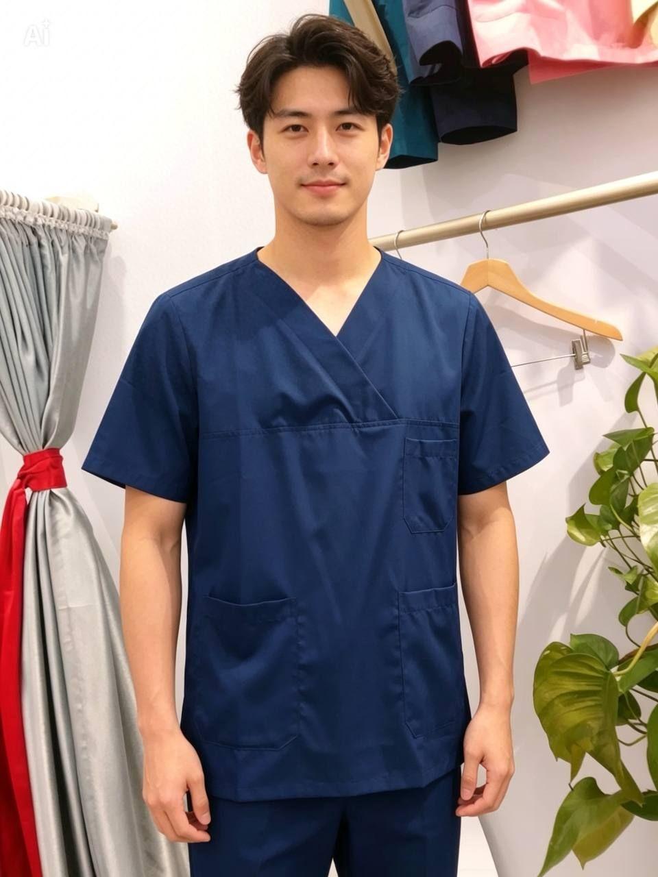 ឈុតបុរសពណ៌ខៀវទឹកប៊ិច - Nurse set for men royal blue color