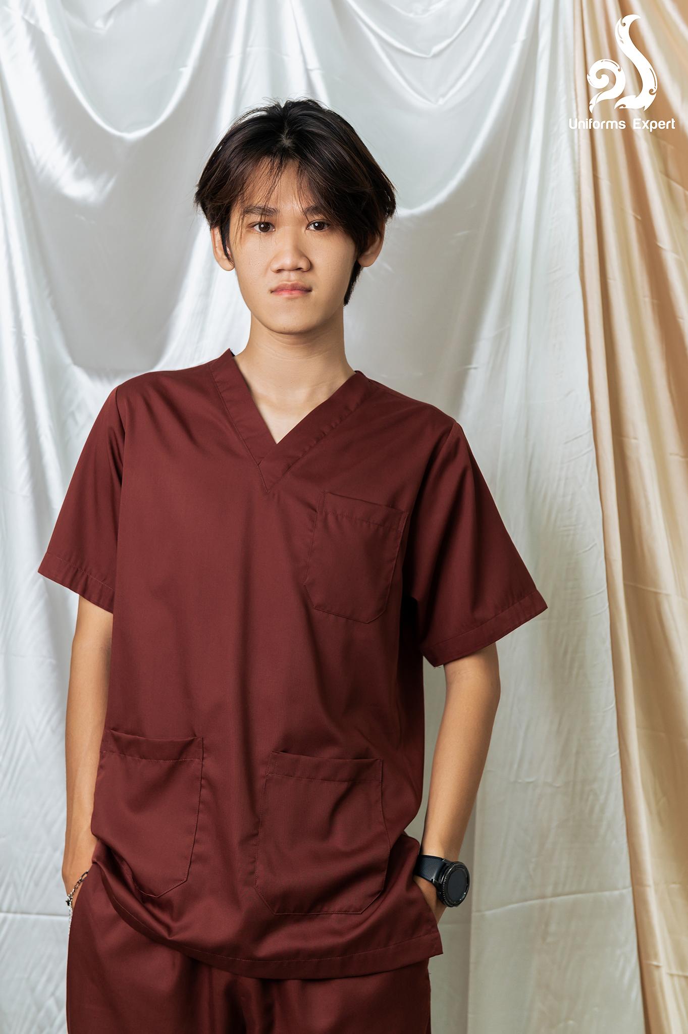 ឈុតបុរសពណ៌ត្នោត - Nurse set for men brown color