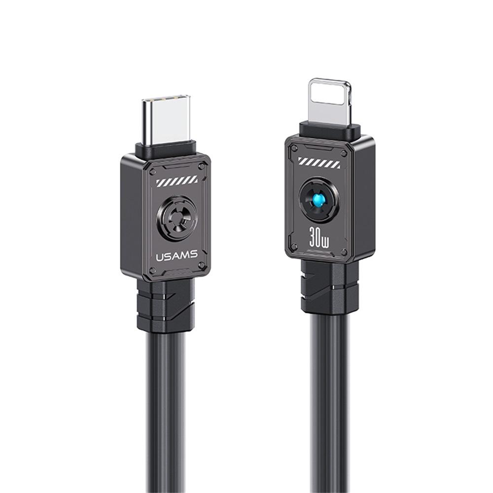 USAMS Type-C To Lightning 30W Zine Alloy Data Cable with Light