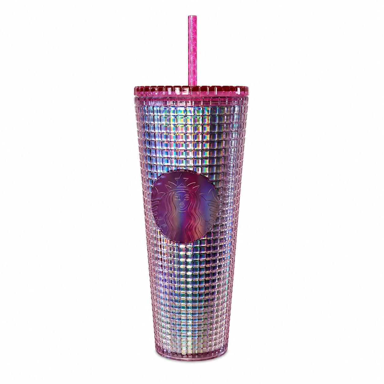 Starbucks Iridescent Grid Bubblegum Tumbler