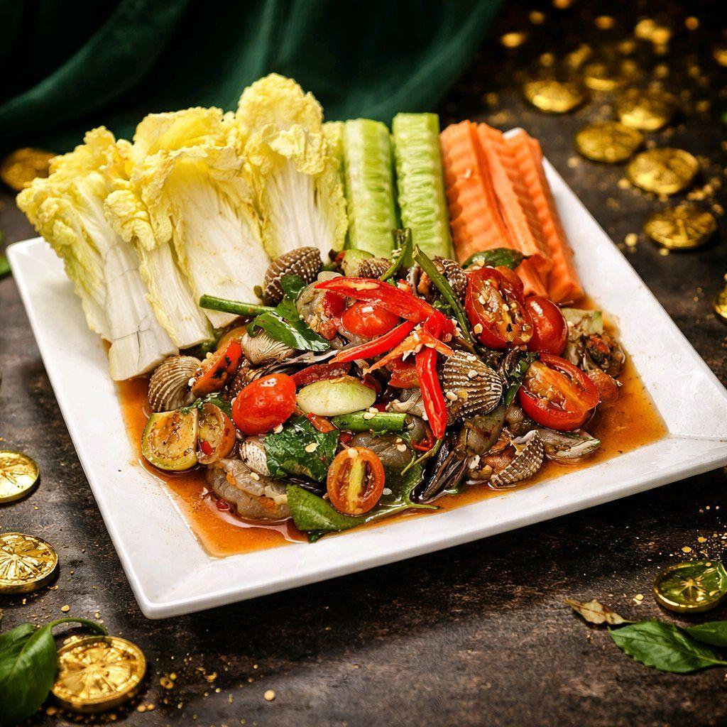 បុកងាវលាយបង្គា / Papaya with Cockle & Shrimp Salad