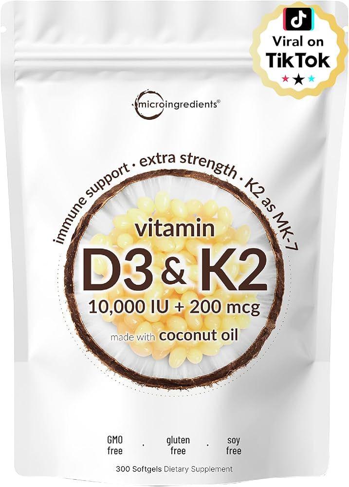 Micro-ingredient vitamin d3+K2 +coconut oilsបំបែករាយ1ខែ 30គ្រាប់