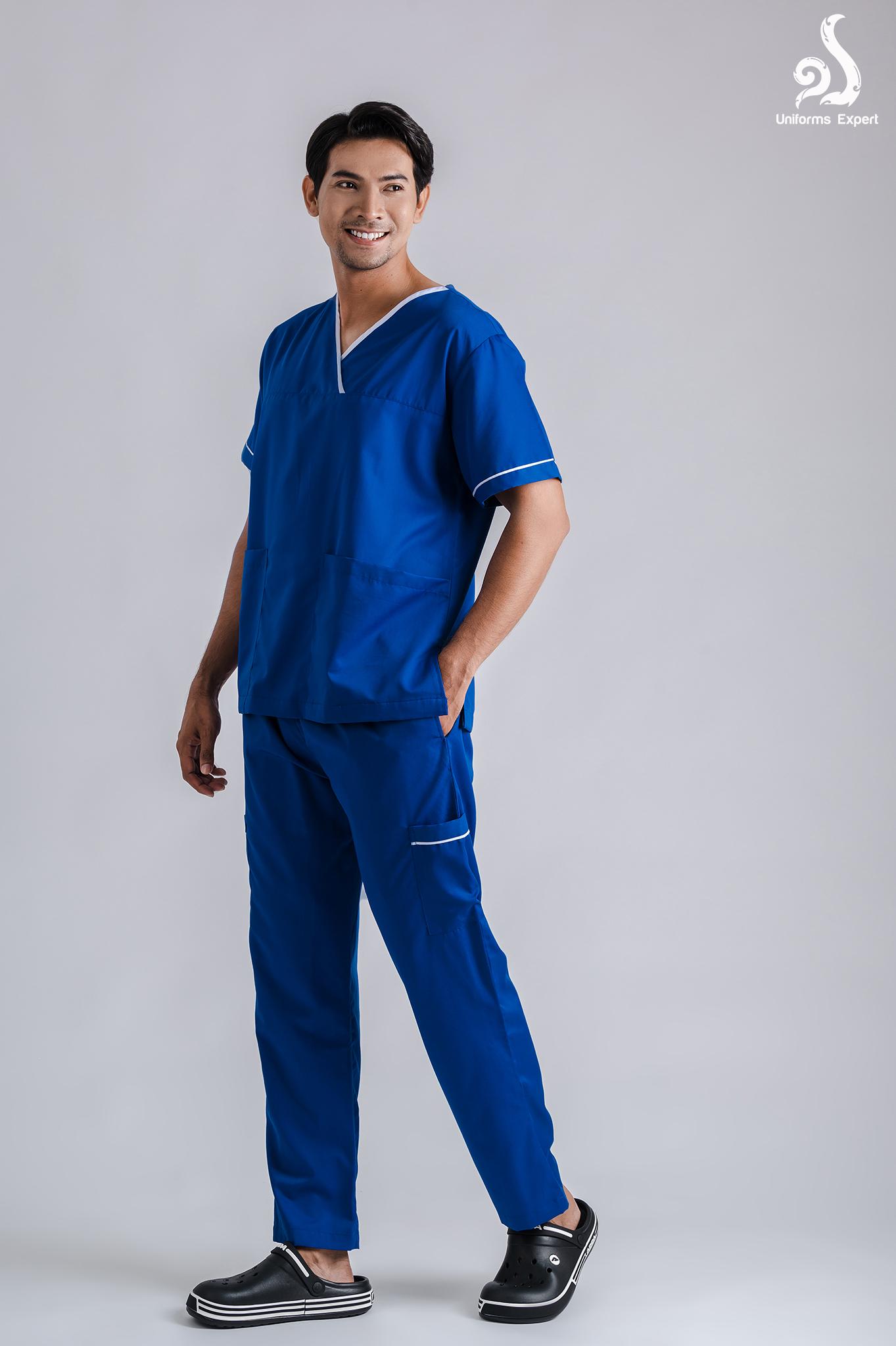 ឈុតបុរសពណ៌ទឹកប៊ិច ឡាយស - Nurse set for men blue high light