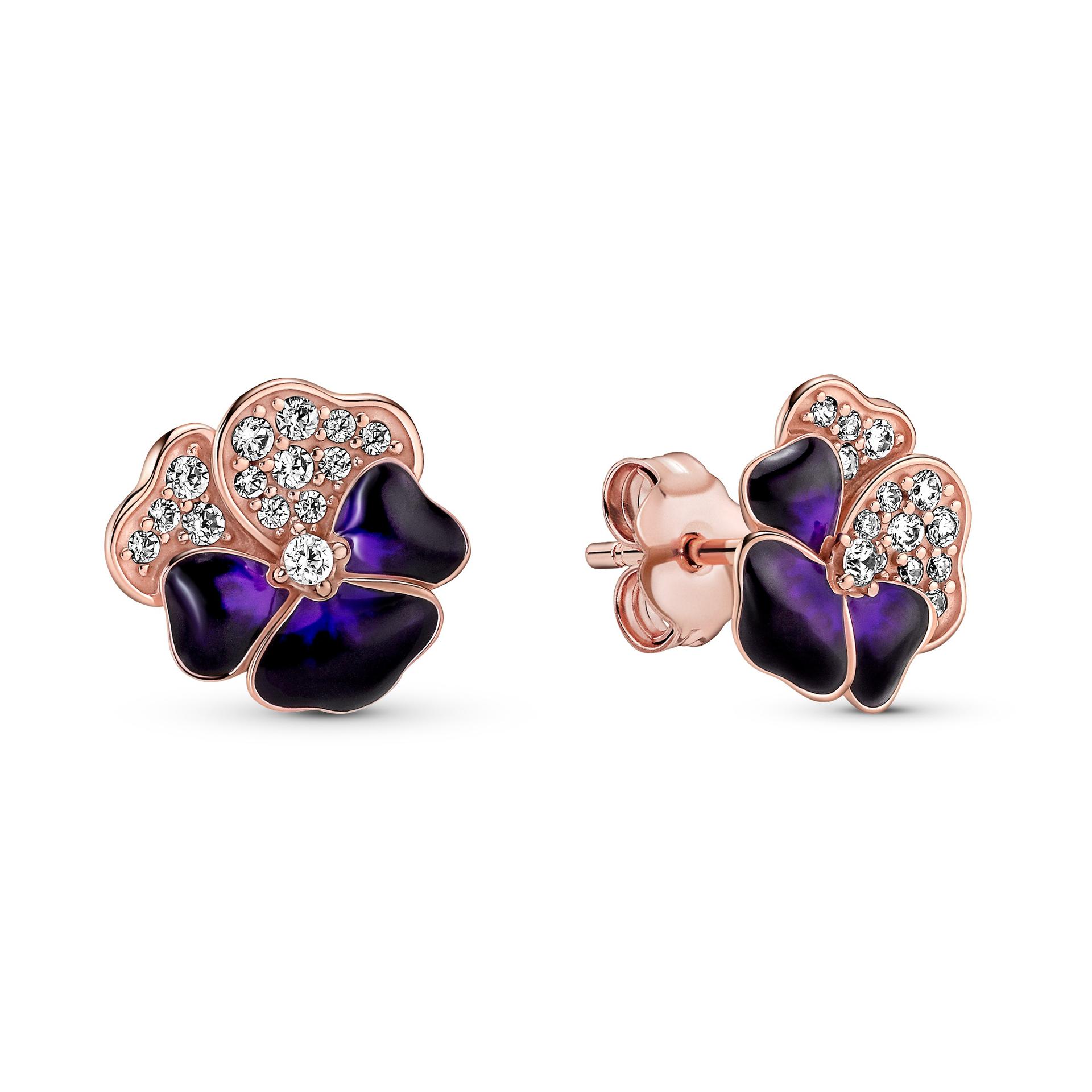 Pandora Deep Purple Pansy Stud Earrings