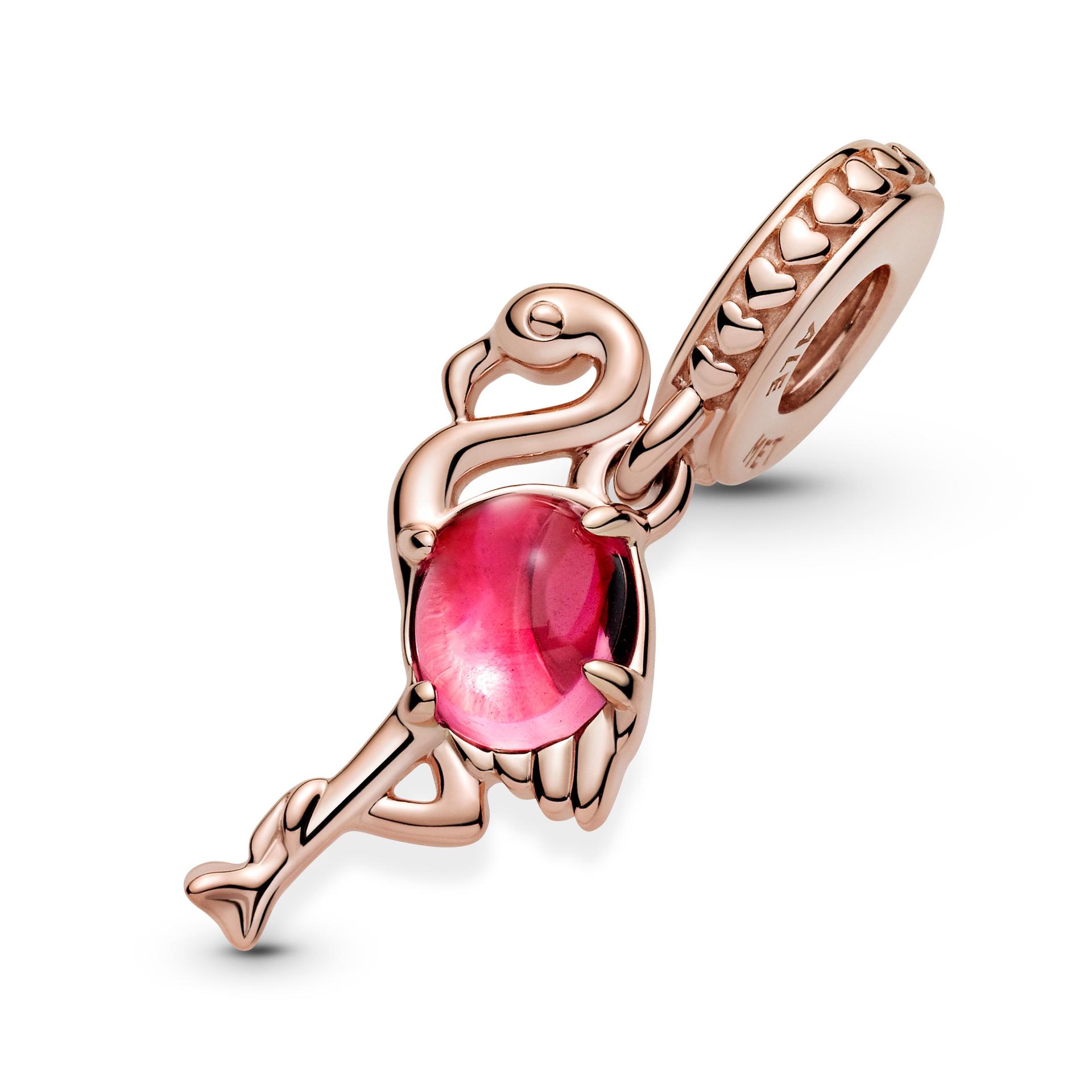 Pandora Pink Murano Glass Flamingo Dangle Charm