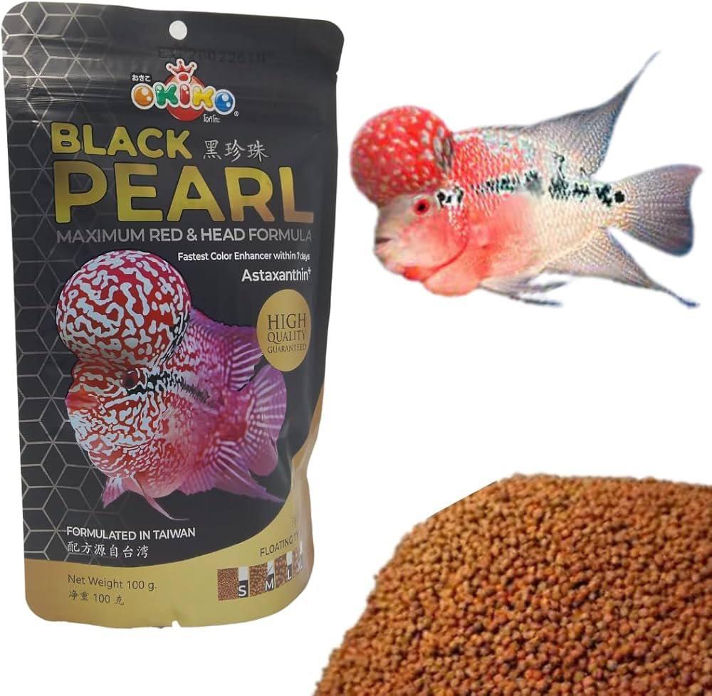 ចំណីត្រីឡហាន ឡេីងអង្កាំ Okiko Black Pearl