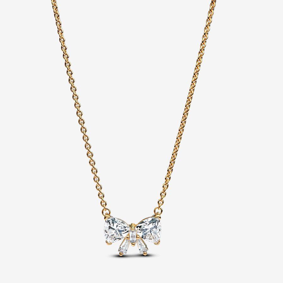 Pandora Sparkling Bow Gold Necklace