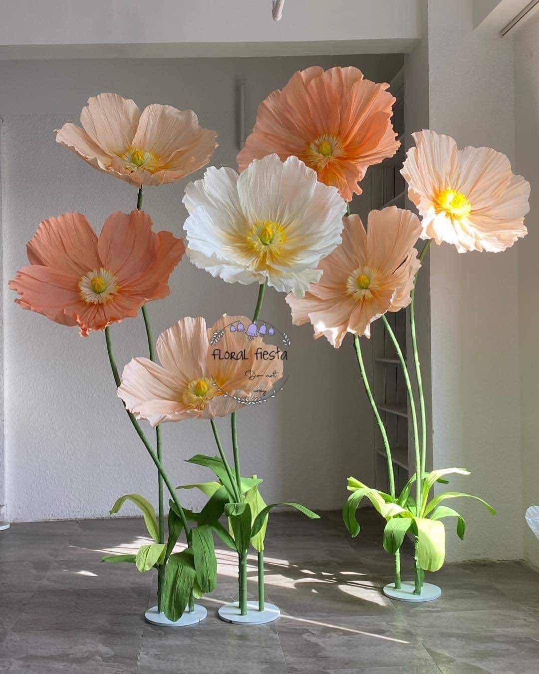 Orange Poppy flower set 7pcs