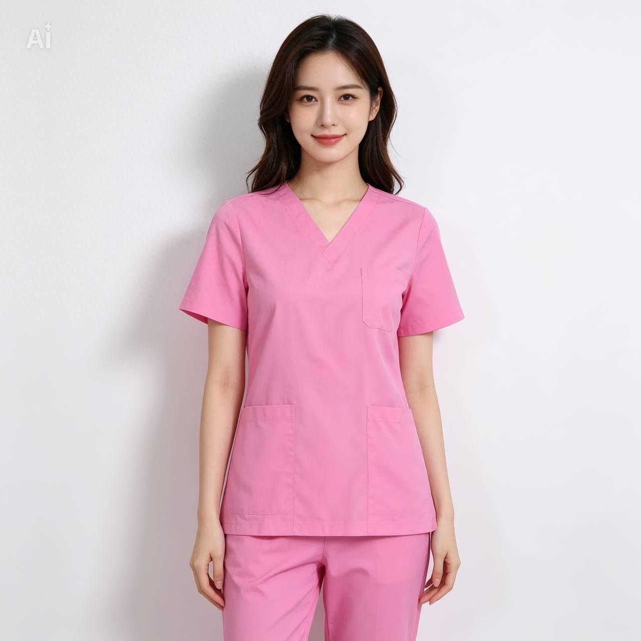 ឈុតនារីក៏ ស្រួច ពណ៍ផ្កាឈូក - Nurse set for women Pink color