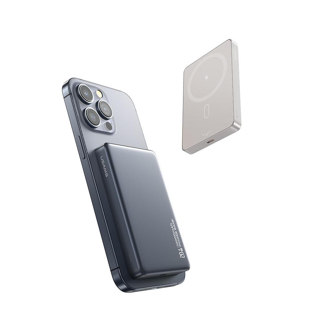 USAMS PD20W Aluminum Alloy Magnetic Wireless Charging Power Bank 10000mAh