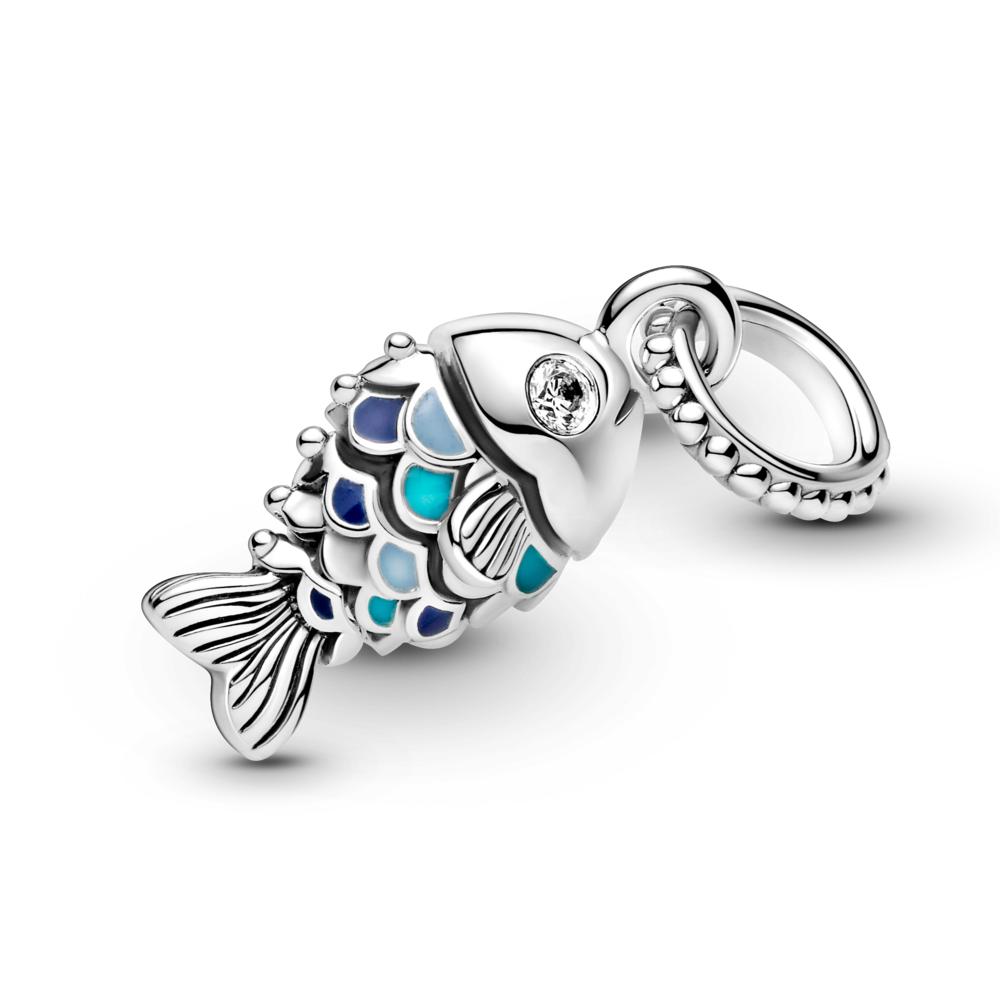 Blue Scaled Fish Dangle Charm
