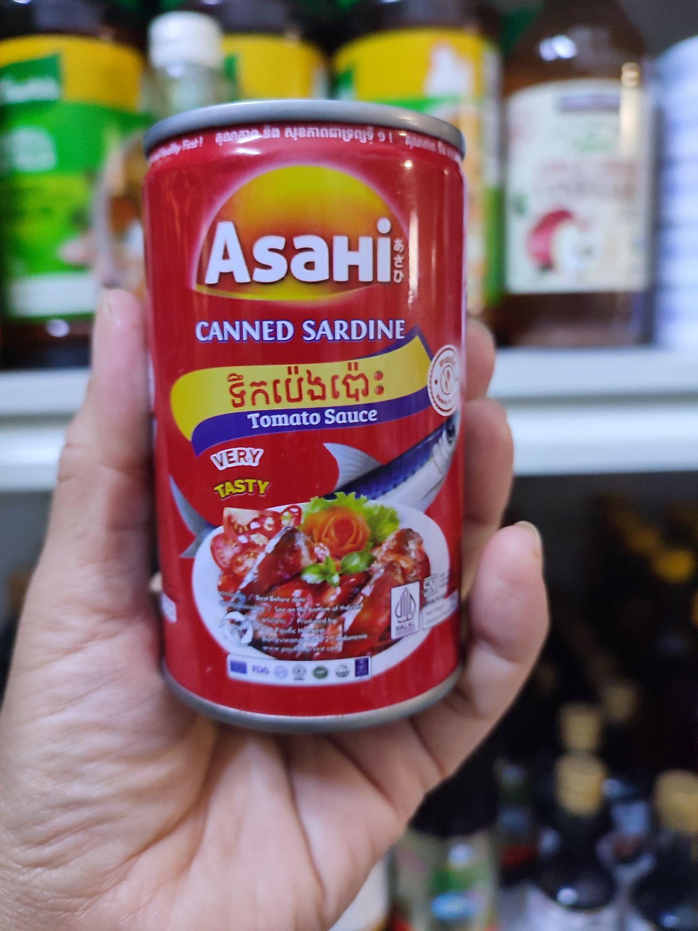 Asahi sadin fish cans tomato ត្រីខរសជាតិទឹកប៉េងប៉ោះ 155g