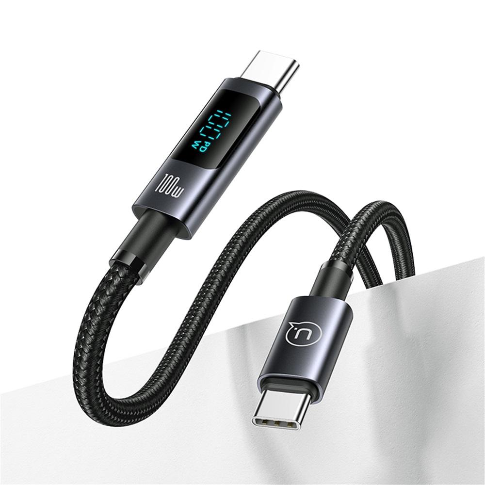 USAMS Type-C To Type-C 100W Aluminum Alloy Digital Display Fast Charging and Data Cable