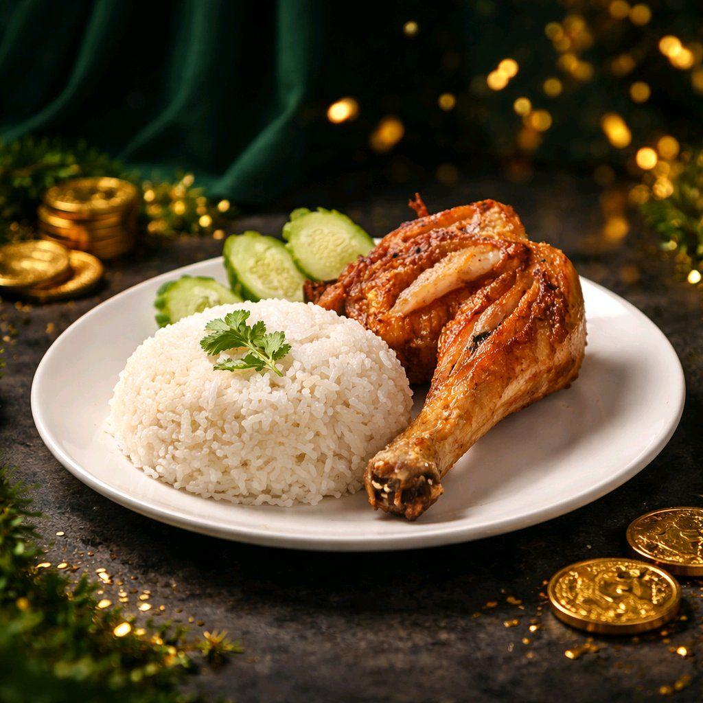 បាយភ្លៅមាន់ / Rice with Fried Chicken Leg