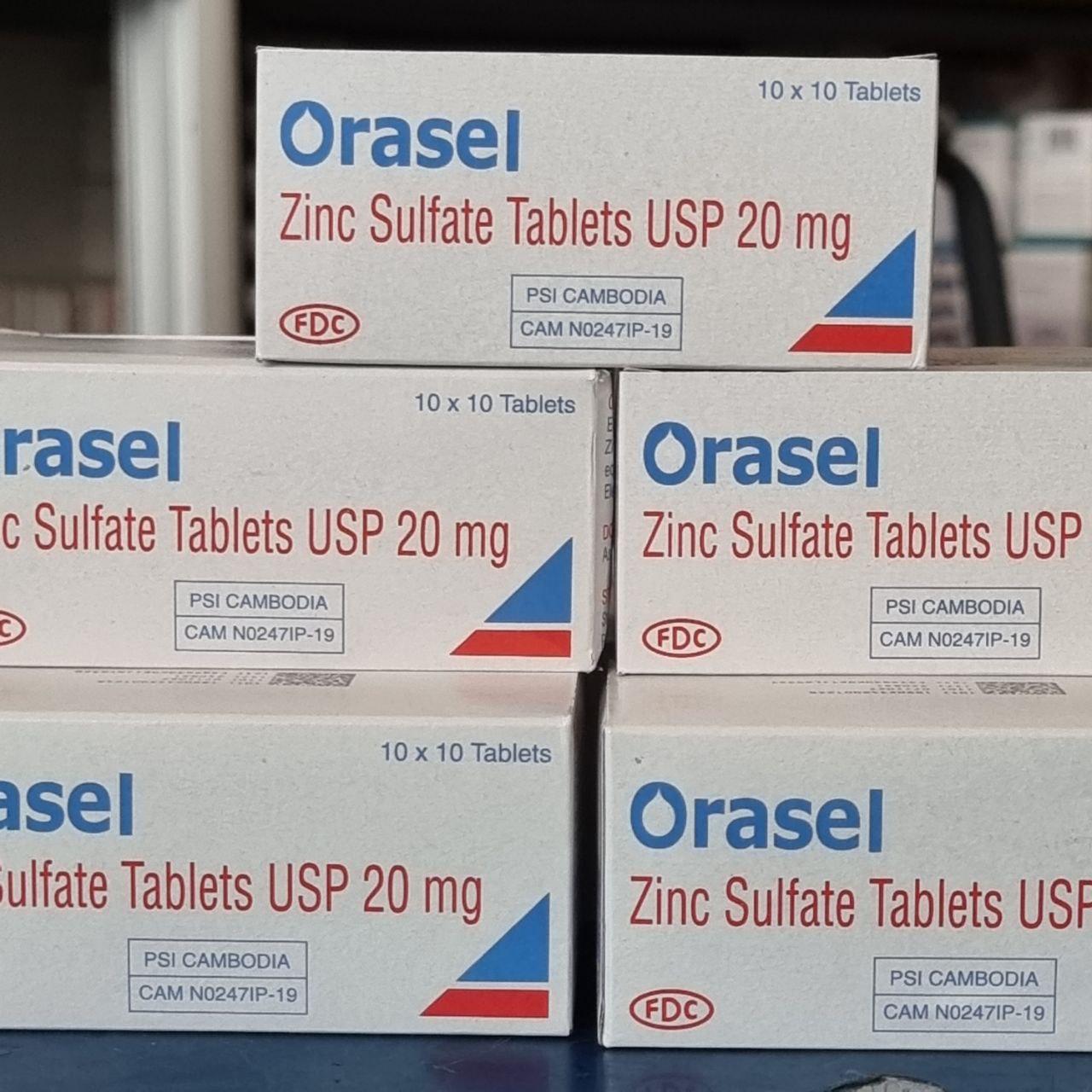 ORASEL (Zinc 20mg, B/10x10) Expired:11/25 ប្រអប់
